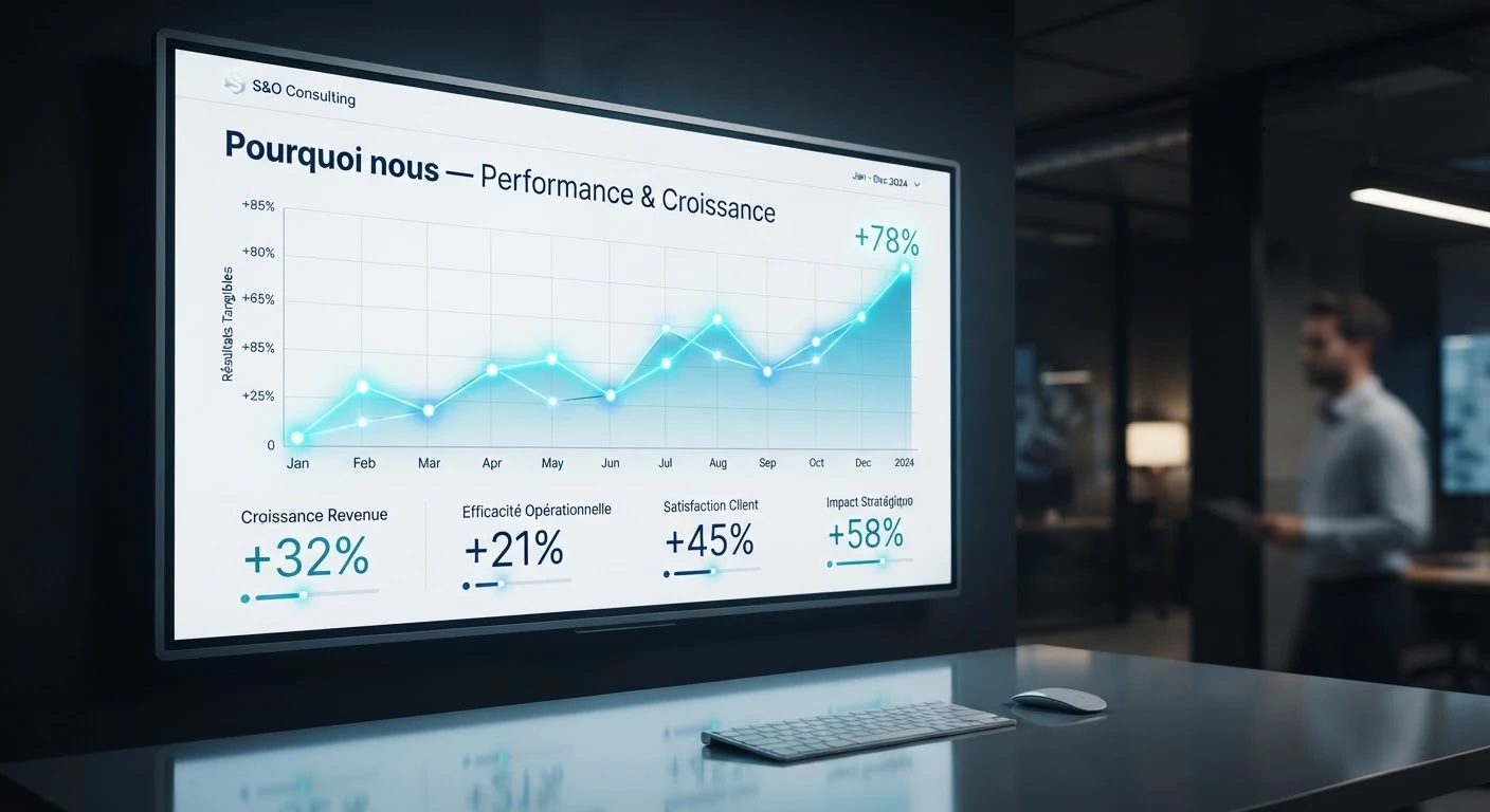 Visualisation de données minimaliste affichée sur un écran haute résolution, courbes cyan de croissance.
